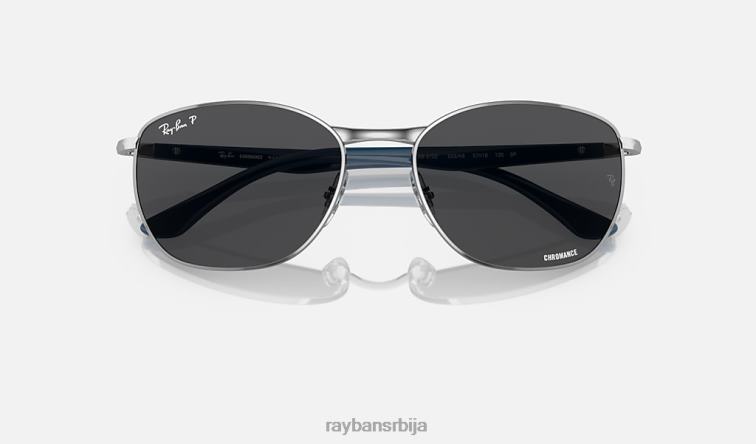 Ray-Ban рб3702 P0HP1487 наочаре за сунце полирана сребрна/тамно сива мушкарци