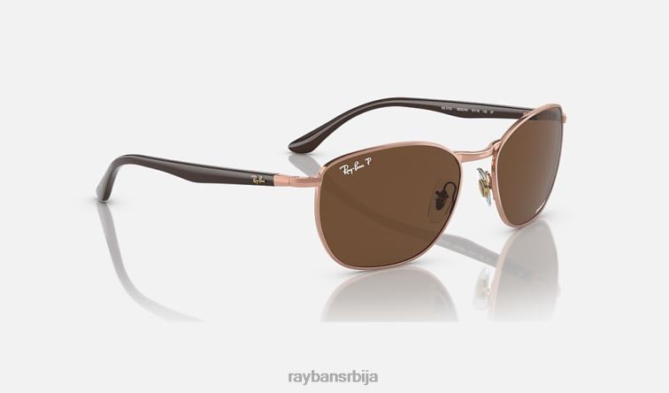 Ray-Ban рб3702 P0HP1488 наочаре за сунце полирано ружичасто злато/браон мушкарци