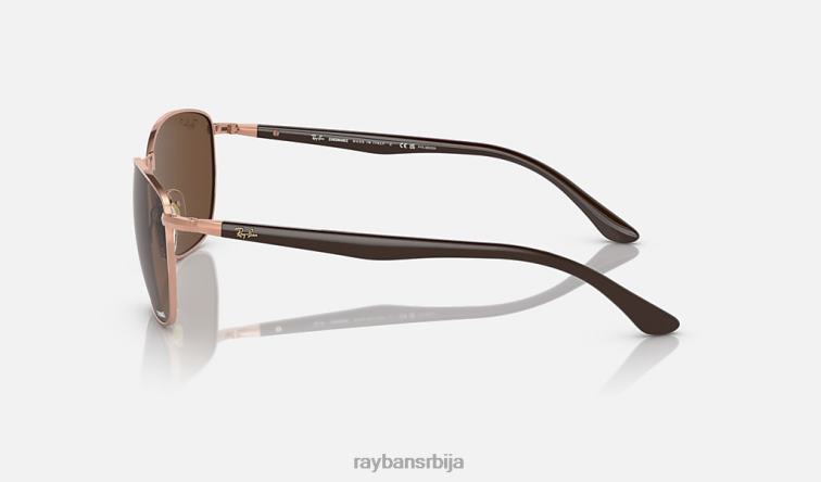 Ray-Ban рб3702 P0HP1488 наочаре за сунце полирано ружичасто злато/браон мушкарци