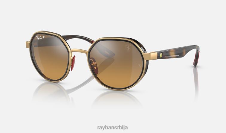 Ray-Ban рб3703м сцудериа феррари колекција P0HP468 наочаре за сунце полирано злато/браон/сиво мушкарци