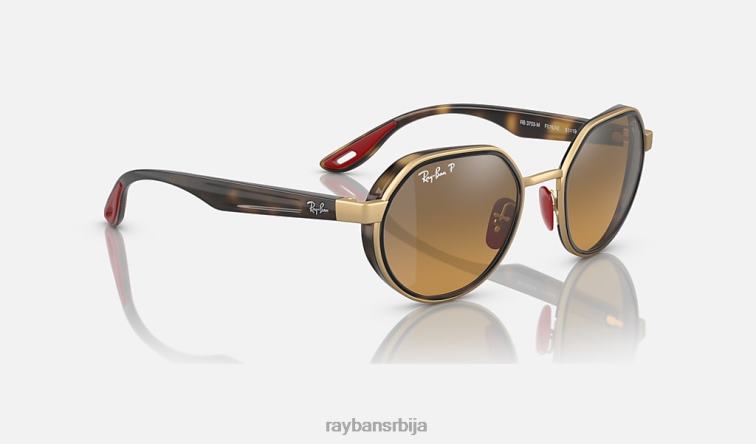 Ray-Ban рб3703м сцудериа феррари колекција P0HP468 наочаре за сунце полирано злато/браон/сиво мушкарци