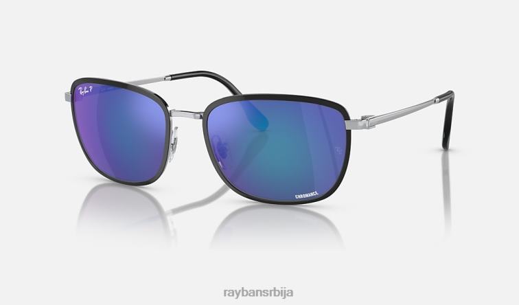 Ray-Ban рб3705 цхроманце P0HP1539 наочаре за сунце полирано црно на сребрно/плаво мушкарци