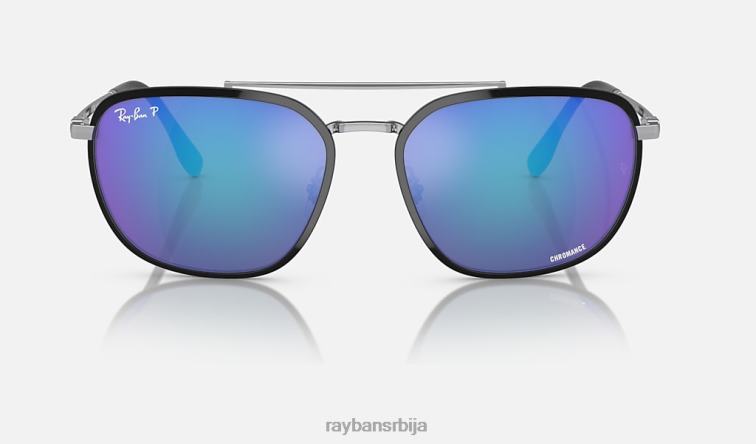 Ray-Ban рб3708 цхроманце P0HP1546 наочаре за сунце полирано црно на сребрно/плаво мушкарци