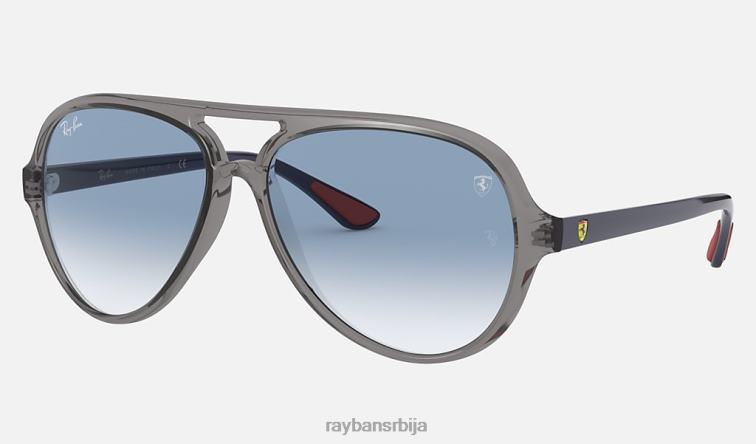 Ray-Ban рб4125м сцудериа феррари колекција P0HP771 наочаре за сунце полирана провидна сива/светлоплава мушкарци