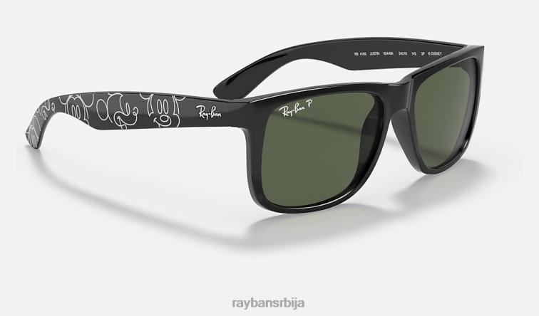 Ray-Ban рб4165 Јустин Мицкеи д20 P0HP596 наочаре за сунце полирана црна/тамно зелена мушкарци