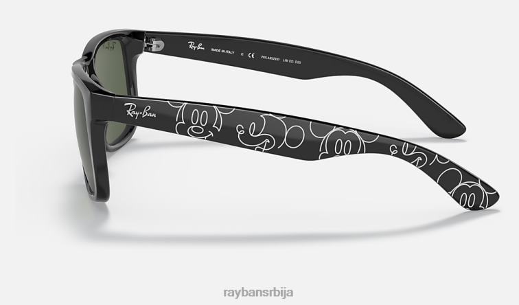 Ray-Ban рб4165 Јустин Мицкеи д20 P0HP596 наочаре за сунце полирана црна/тамно зелена мушкарци