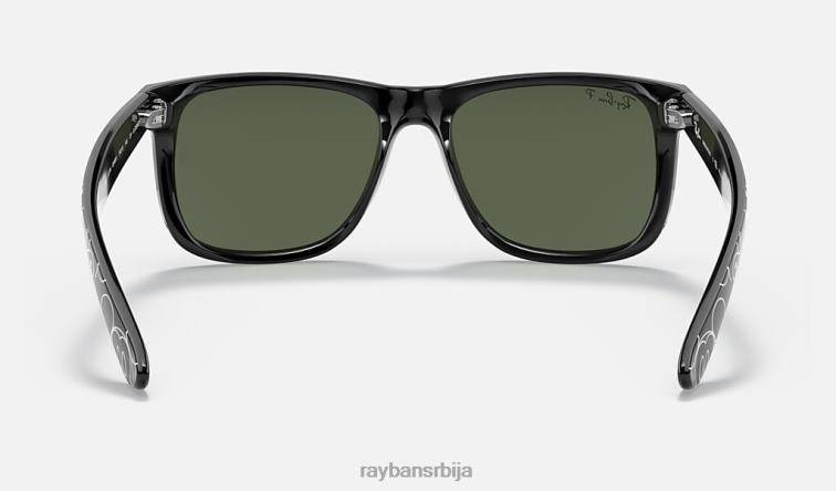 Ray-Ban рб4165 Јустин Мицкеи д20 P0HP596 наочаре за сунце полирана црна/тамно зелена мушкарци