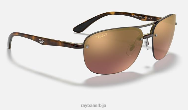 Ray-Ban рб4275цх цхроманце P0HP1063 наочаре за сунце полирано светло хавана/љубичасто мушкарци