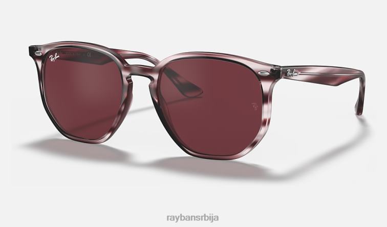 Ray-Ban рб4306 P0HP647 наочаре за сунце полирани пругасти бордо хавана/тамнољубичаста мушкарци