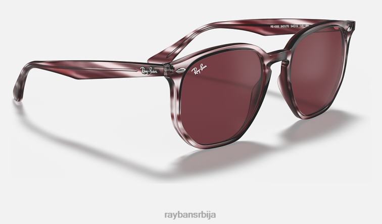 Ray-Ban рб4306 P0HP647 наочаре за сунце полирани пругасти бордо хавана/тамнољубичаста мушкарци