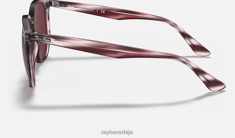 Ray-Ban рб4306 P0HP647 наочаре за сунце полирани пругасти бордо хавана/тамнољубичаста мушкарци