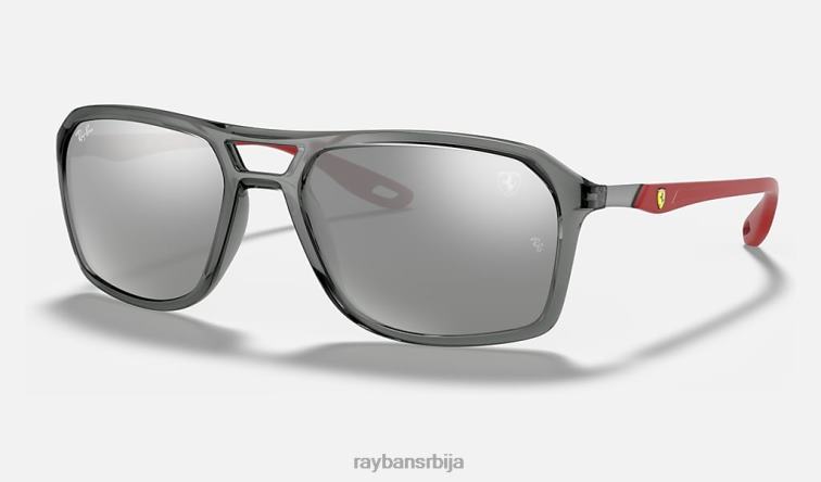 Ray-Ban рб4329м сцудериа феррари колекција P0HP1068 наочаре за сунце полирана провидна сива/сива мушкарци