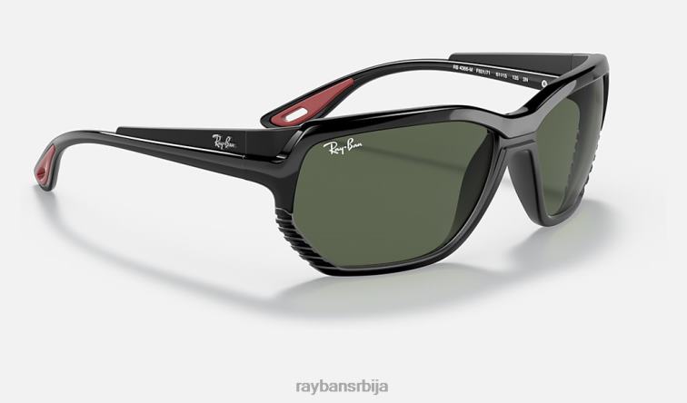 Ray-Ban рб4366м сцудериа феррари колекција P0HP1370 наочаре за сунце полирана црно/зелена мушкарци