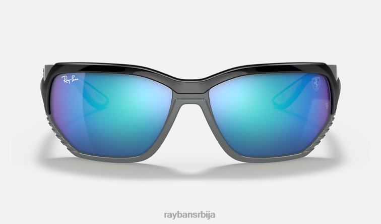 Ray-Ban рб4366м сцудериа феррари колекција P0HP1371 наочаре за сунце полирано црно на сиво/плаво мушкарци