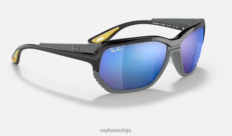 Ray-Ban рб4366м сцудериа феррари колекција P0HP1371 наочаре за сунце полирано црно на сиво/плаво мушкарци