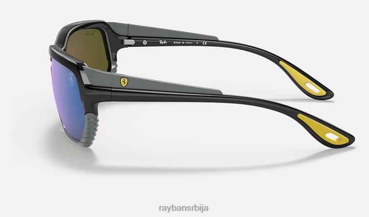 Ray-Ban рб4366м сцудериа феррари колекција P0HP1371 наочаре за сунце полирано црно на сиво/плаво мушкарци
