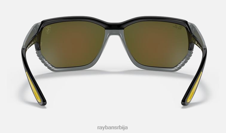 Ray-Ban рб4366м сцудериа феррари колекција P0HP1371 наочаре за сунце полирано црно на сиво/плаво мушкарци