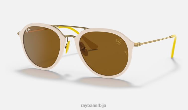 Ray-Ban рб4369м сцудериа феррари колекција P0HP1350 наочаре за сунце полирано бело/браон мушкарци