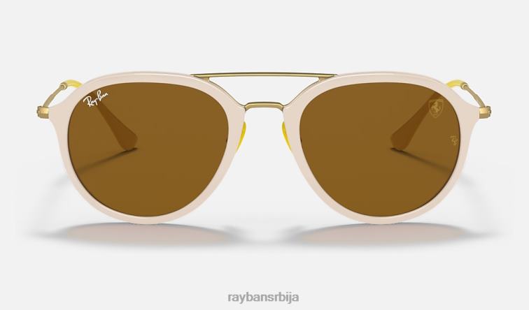 Ray-Ban рб4369м сцудериа феррари колекција P0HP1350 наочаре за сунце полирано бело/браон мушкарци
