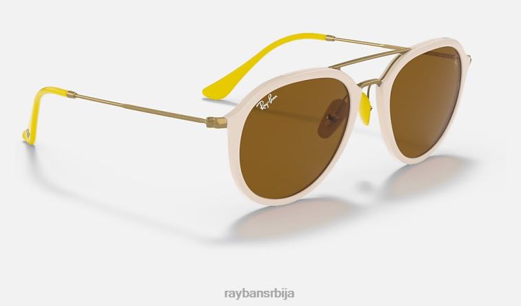 Ray-Ban рб4369м сцудериа феррари колекција P0HP1350 наочаре за сунце полирано бело/браон мушкарци