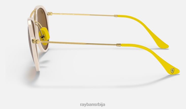 Ray-Ban рб4369м сцудериа феррари колекција P0HP1350 наочаре за сунце полирано бело/браон мушкарци