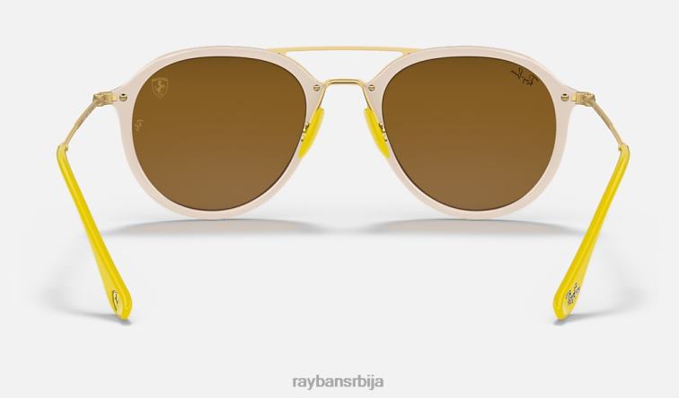 Ray-Ban рб4369м сцудериа феррари колекција P0HP1350 наочаре за сунце полирано бело/браон мушкарци