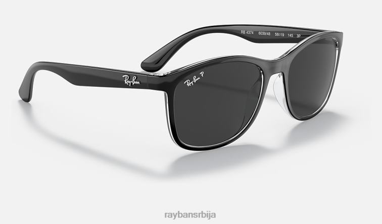 Ray-Ban рб4374 P0HP1439 наочаре за сунце полирано црно на транспарентно/сиво мушкарци