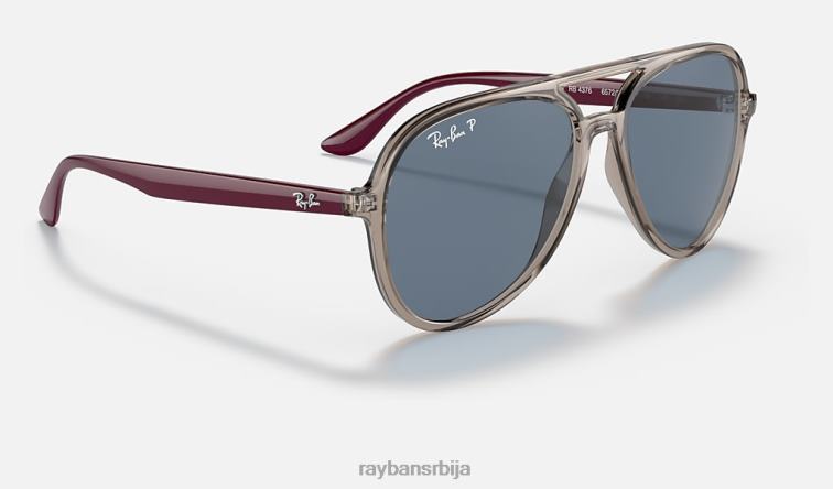 Ray-Ban рб4376 P0HP185 наочаре за сунце полирана провидна сива/плава мушкарци