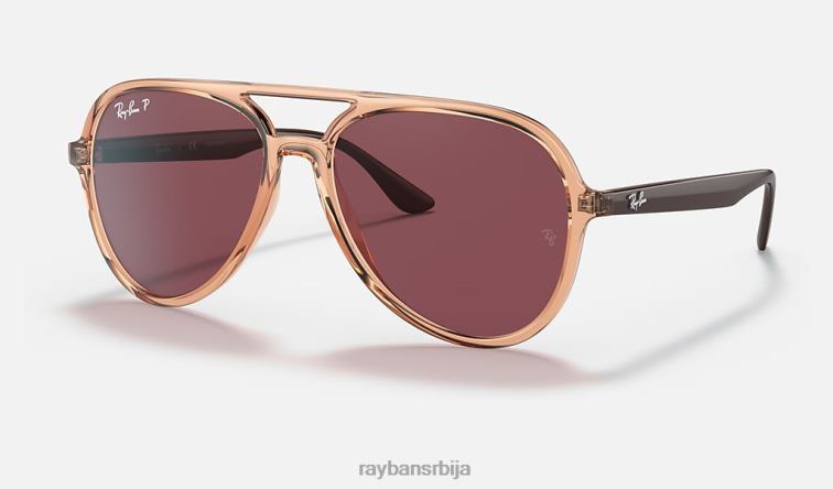 Ray-Ban рб4376 P0HP186 наочаре за сунце полирана провидна браон/љубичаста мушкарци
