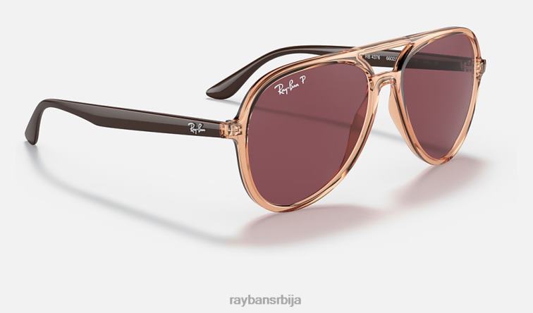 Ray-Ban рб4376 P0HP186 наочаре за сунце полирана провидна браон/љубичаста мушкарци