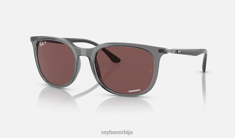 Ray-Ban рб4386 P0HP1495 наочаре за сунце полирана провидна сива/тамнољубичаста мушкарци