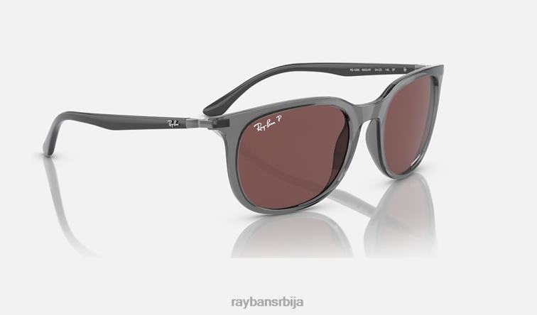 Ray-Ban рб4386 P0HP1495 наочаре за сунце полирана провидна сива/тамнољубичаста мушкарци