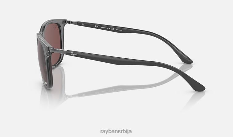 Ray-Ban рб4386 P0HP1495 наочаре за сунце полирана провидна сива/тамнољубичаста мушкарци