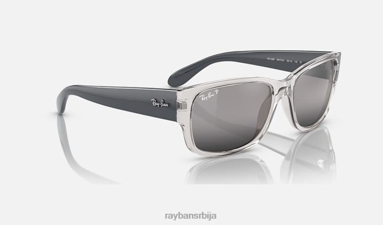 Ray-Ban рб4388 P0HP370 наочаре за сунце полирана провидна сива/сива мушкарци