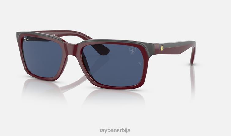 Ray-Ban рб4393м сцудериа феррари колекција P0HP488 наочаре за сунце полирано тамноцрвено на сиво/плаво мушкарци