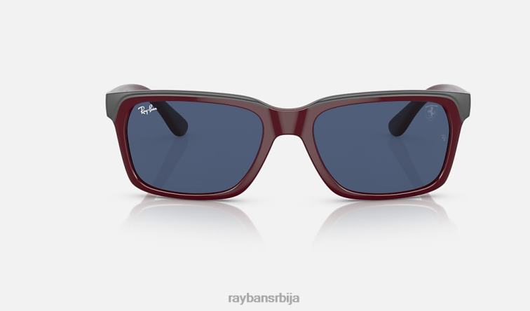 Ray-Ban рб4393м сцудериа феррари колекција P0HP488 наочаре за сунце полирано тамноцрвено на сиво/плаво мушкарци