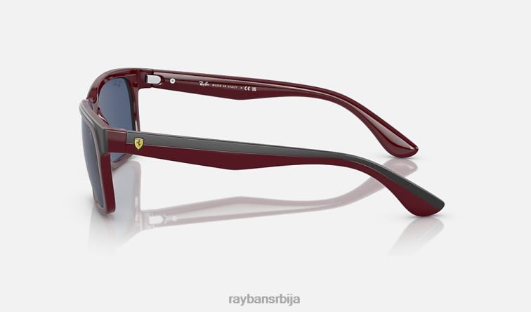 Ray-Ban рб4393м сцудериа феррари колекција P0HP488 наочаре за сунце полирано тамноцрвено на сиво/плаво мушкарци