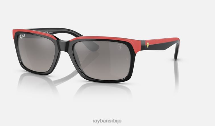 Ray-Ban рб4393м сцудериа феррари колекција P0HP491 наочаре за сунце полирано црно на црвено/сиво мушкарци