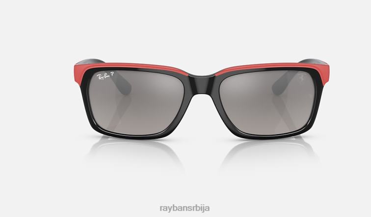 Ray-Ban рб4393м сцудериа феррари колекција P0HP491 наочаре за сунце полирано црно на црвено/сиво мушкарци
