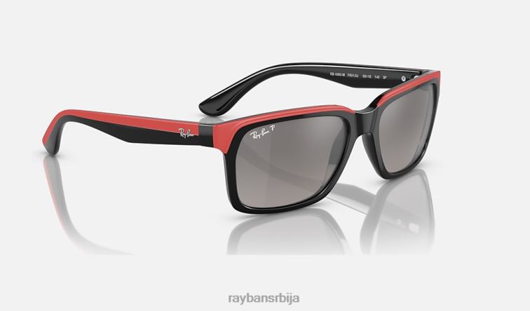 Ray-Ban рб4393м сцудериа феррари колекција P0HP491 наочаре за сунце полирано црно на црвено/сиво мушкарци