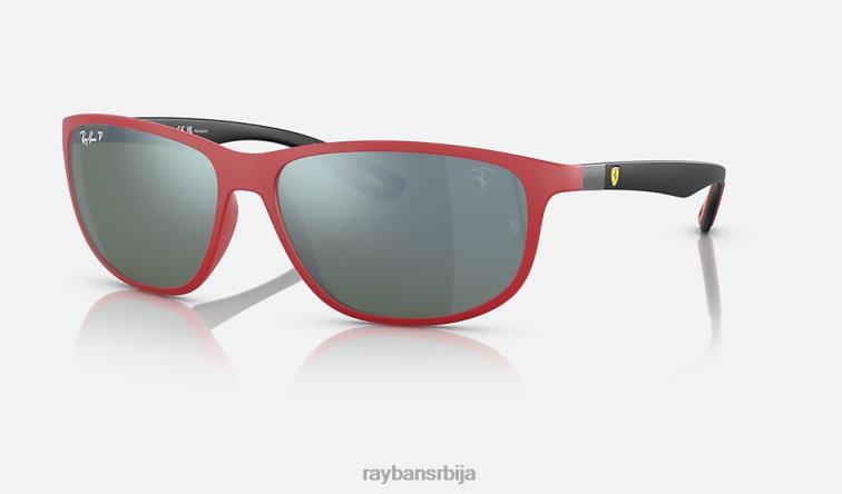 Ray-Ban рб4394м сцудериа феррари колекција P0HP1508 наочаре за сунце мат црвена / зелена / сребрна мушкарци