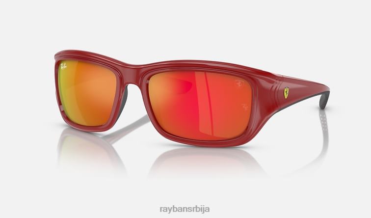 Ray-Ban рб4405м сцудериа феррари колекција P0HP425 наочаре за сунце полирано црвено на црно/наранџасто мушкарци