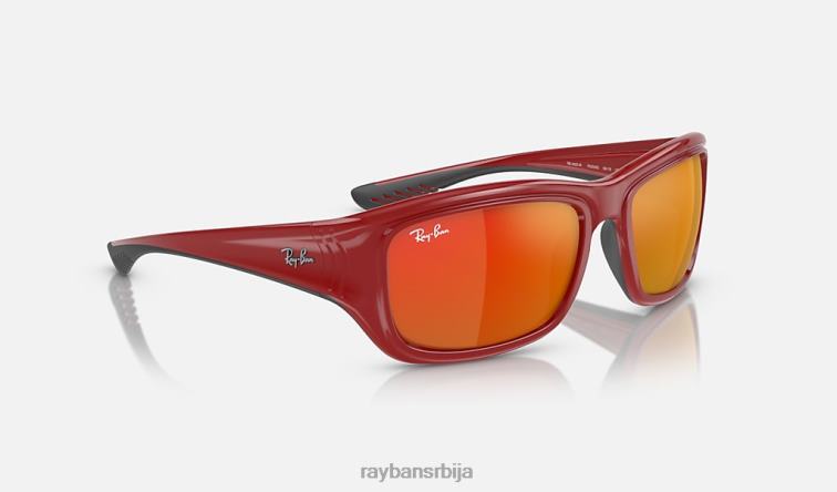 Ray-Ban рб4405м сцудериа феррари колекција P0HP425 наочаре за сунце полирано црвено на црно/наранџасто мушкарци