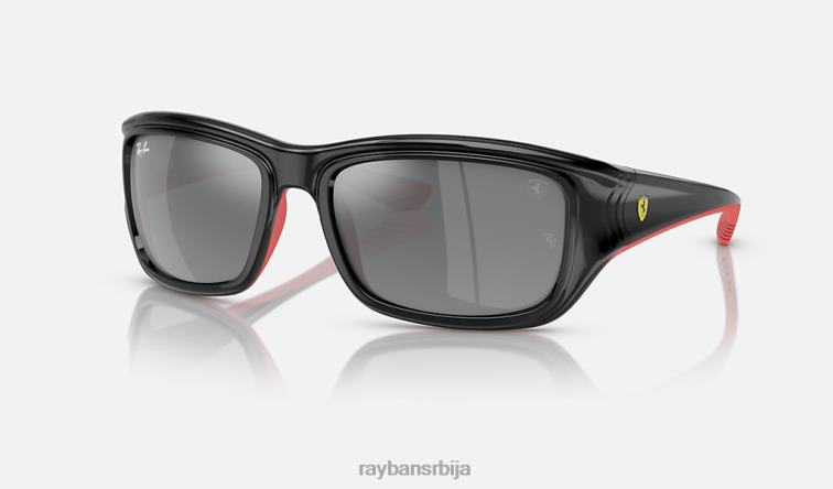 Ray-Ban рб4405м сцудериа феррари колекција P0HP429 наочаре за сунце полирано црно на црвено/сребро мушкарци