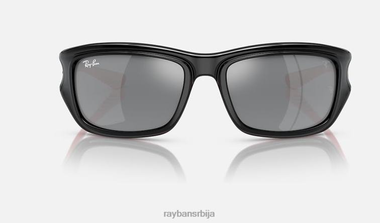 Ray-Ban рб4405м сцудериа феррари колекција P0HP429 наочаре за сунце полирано црно на црвено/сребро мушкарци