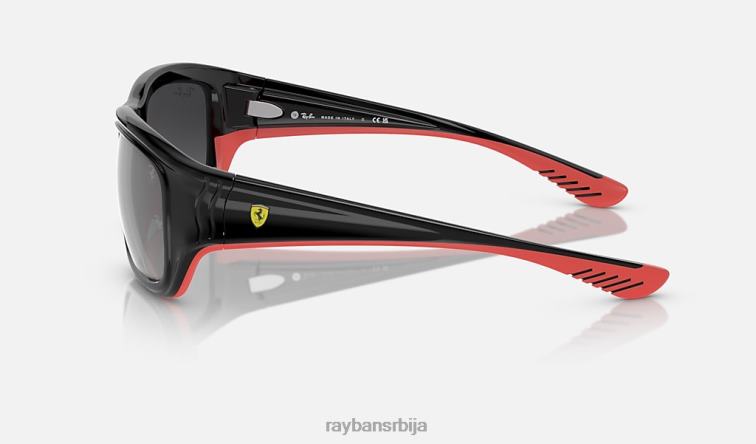 Ray-Ban рб4405м сцудериа феррари колекција P0HP429 наочаре за сунце полирано црно на црвено/сребро мушкарци