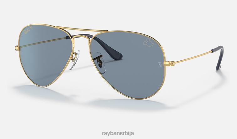 Ray-Ban авиатор мицкеи вдв50 P0HP1357 наочаре за сунце полирано злато/плаво/сребро мушкарци