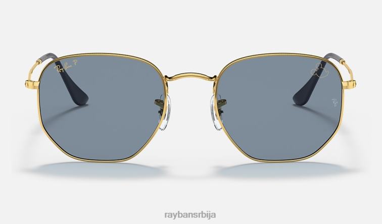 Ray-Ban хексагонални мицкеи вдм50 P0HP1529 наочаре за сунце полирано злато/плаво/сребро мушкарци