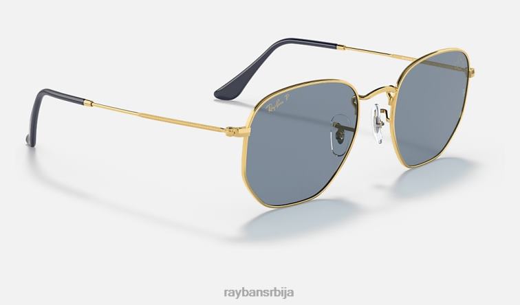Ray-Ban хексагонални мицкеи вдм50 P0HP1529 наочаре за сунце полирано злато/плаво/сребро мушкарци