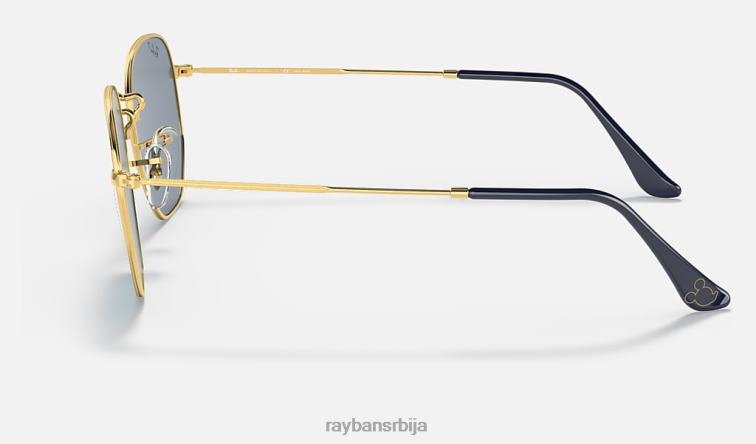 Ray-Ban хексагонални мицкеи вдм50 P0HP1529 наочаре за сунце полирано злато/плаво/сребро мушкарци